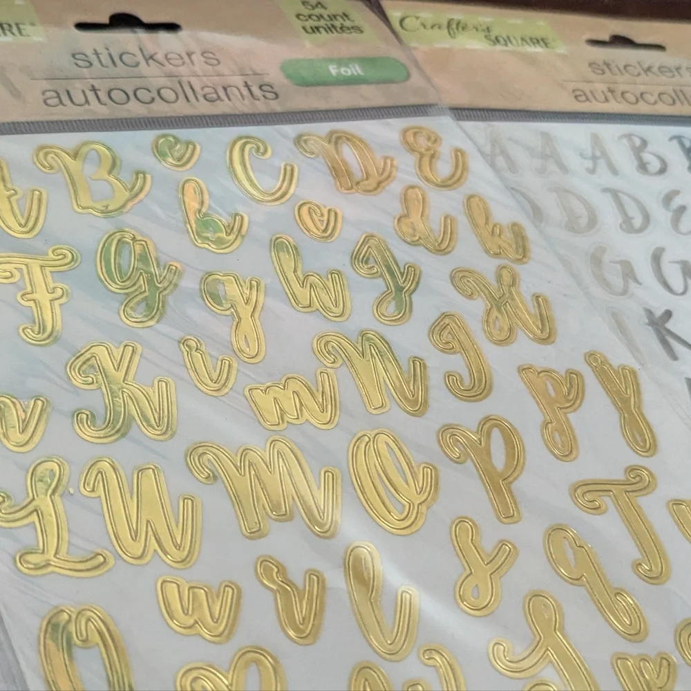 New Gold and Silver Alphabet Stickers #208 Crafts Journals Albums Labeling Gifts